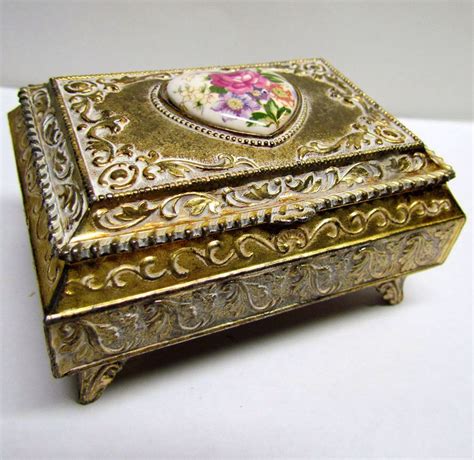 large metal keepsake box|metal trinket box.